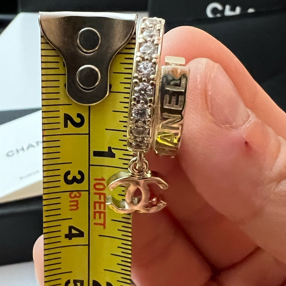 Brand New 2022 CHANEL EARRINGS crystal dangle drop silver gold new in box case